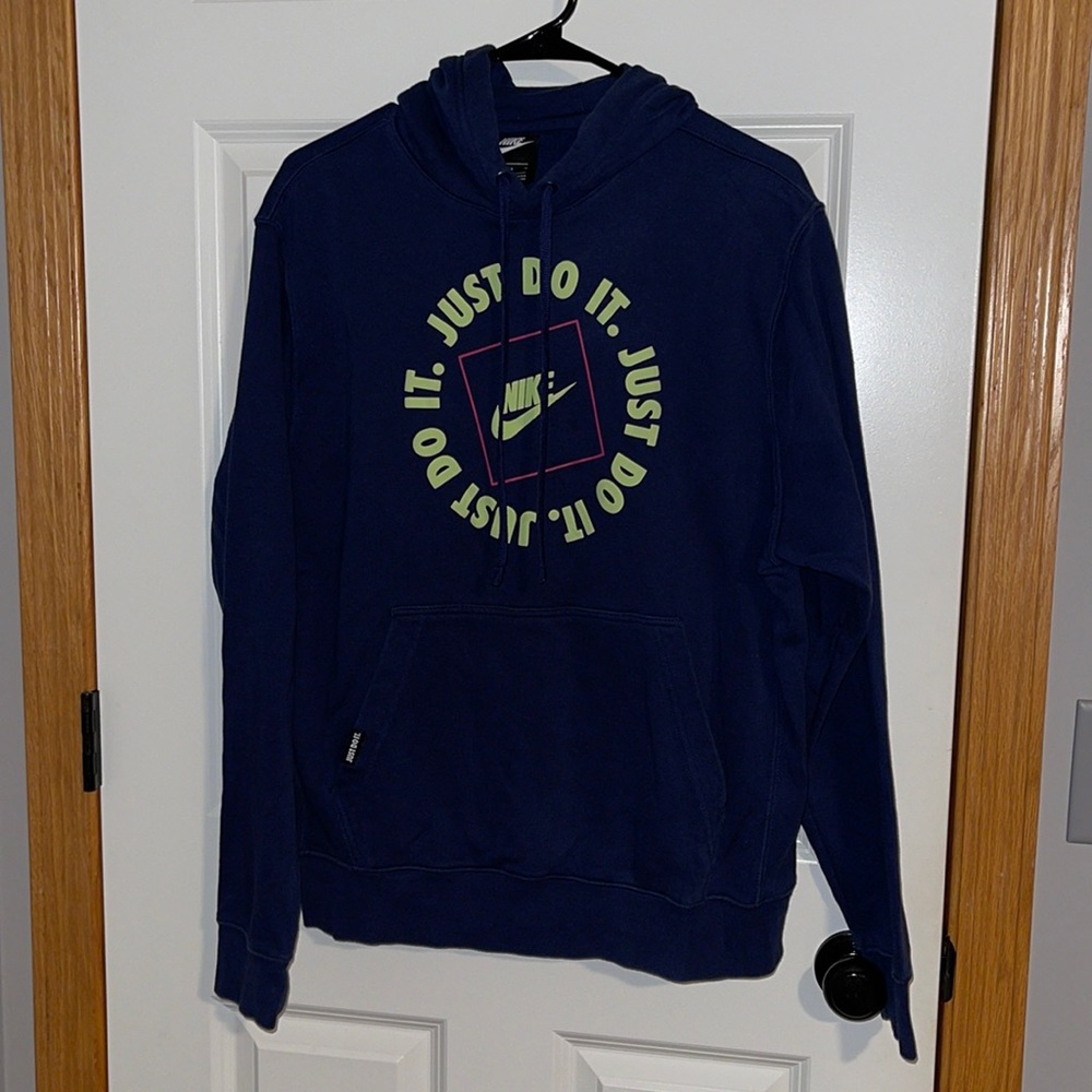 Nike Just do it Hoodie Navy Blue Mens sz M
